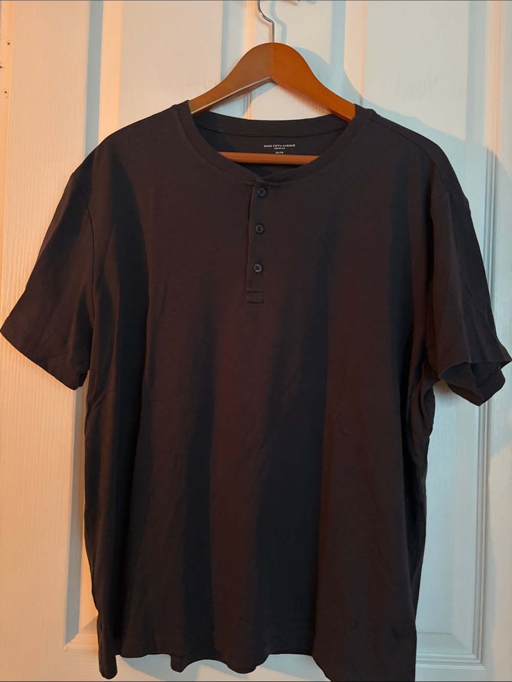 Saks Fifth Avenue Navy Short-Sleeve Henley Tee